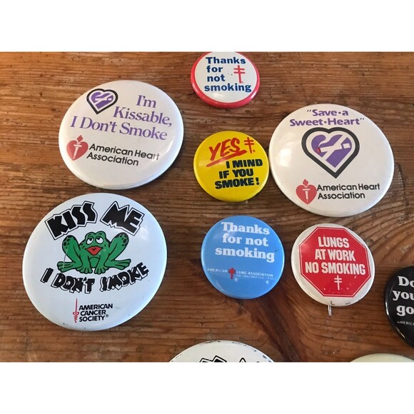 Vintage Anti Smoking Pin Lot of 11 Buttons Pinbacks American Cancer Society - Picture 4 of 5